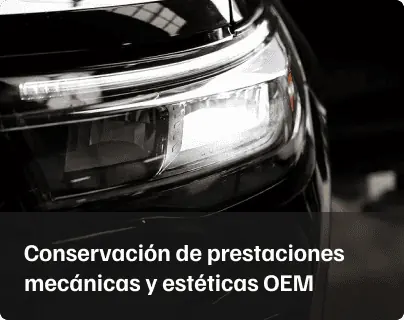 Conservación de prestaciones mecánicas y estéticas OEM. Detalle del faro delantero de un vehículo
